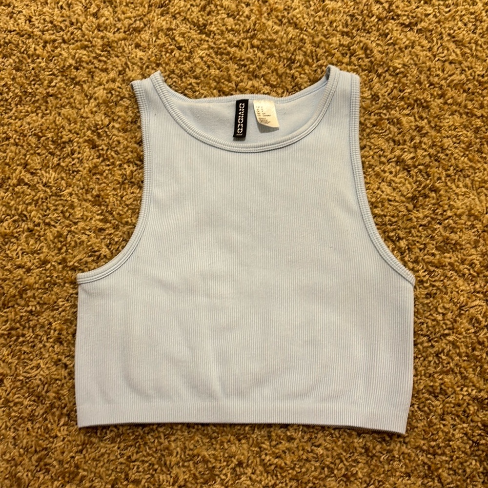 H&M blue ribbed crop top